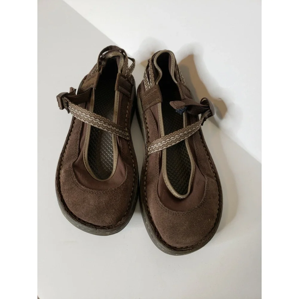 Chaco Kids Mary Jane Shoes Sz 5 Brown Suede Leather Adjustable Hard Toe Hiking